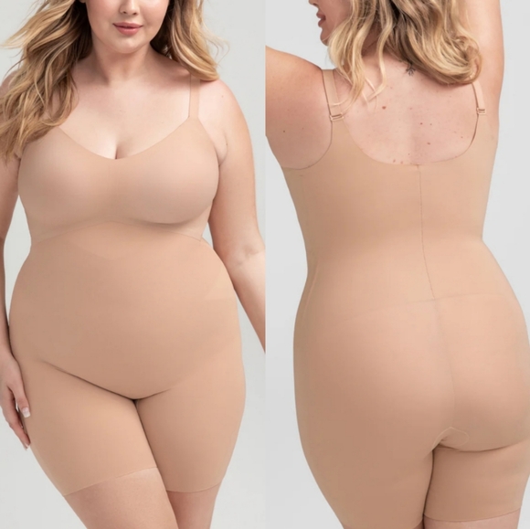 Honeylove | Mid-Thigh Shaping Bodysuit In Sand - Picture 1 of 9
